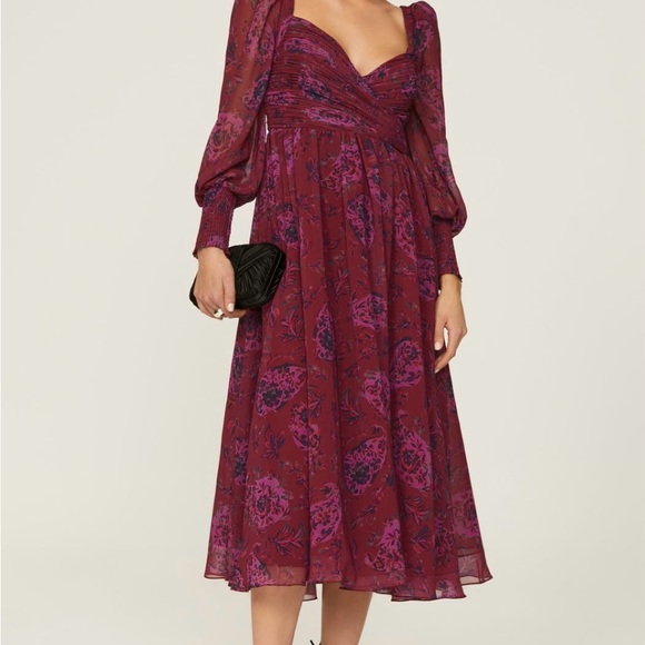 badgley mischka burgundy dress Strapless satin-twill gown - merlot
